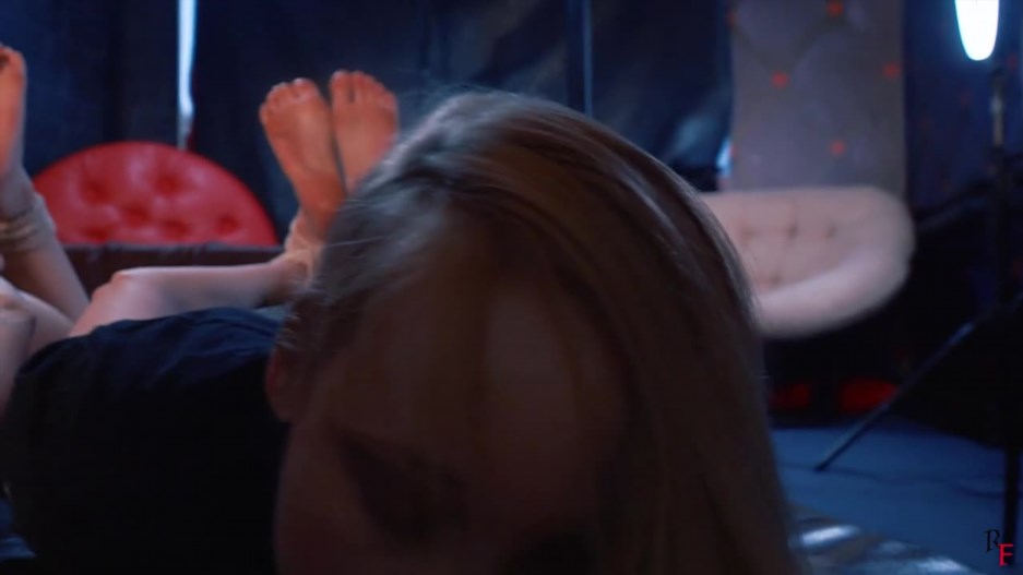 Hogtied naked subgirls duo get merciless bastinado punishment to screams